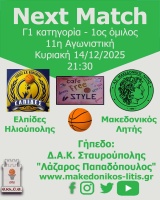 🏀 Ελπίδες Ηλιούπολης - Μακεδονικός Λητής