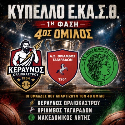 🏀 🏆 Πραγματοποιήθηκε η κλήρωση του κυπέλλου Ε.ΚΑ.Σ.Θ.